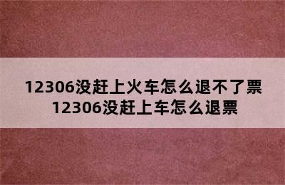 12306没赶上火车怎么退不了票 12306没赶上车怎么退票